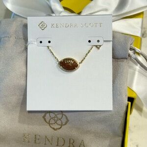 Kendra Scott Gold Necklace with Brown Football Pendant